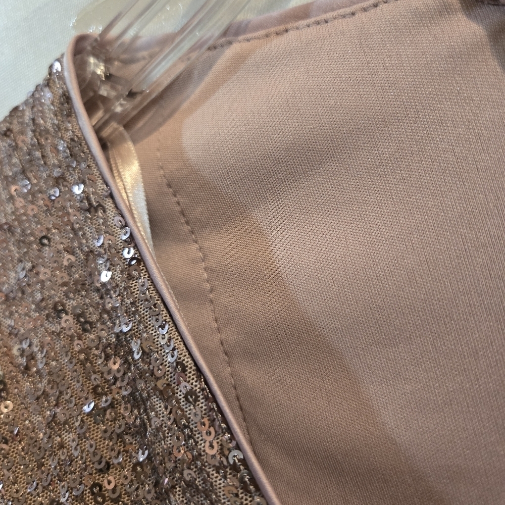 Eliza J Sequin V-Neck Cocktail Mini Dress/ Sheath - Rose Gold/Baloon Sleeves NWT - Picture 11 of 16